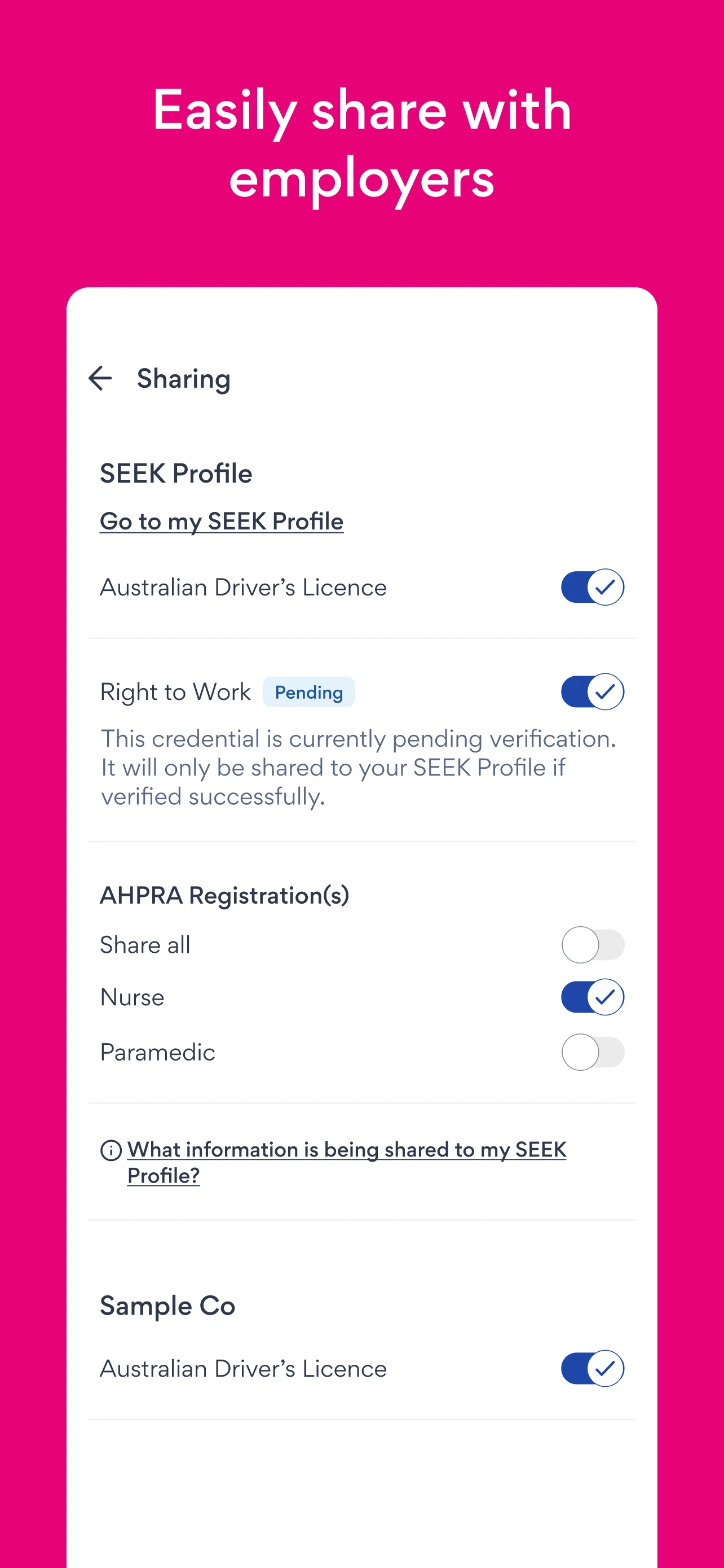 SEEK Pass screenshot