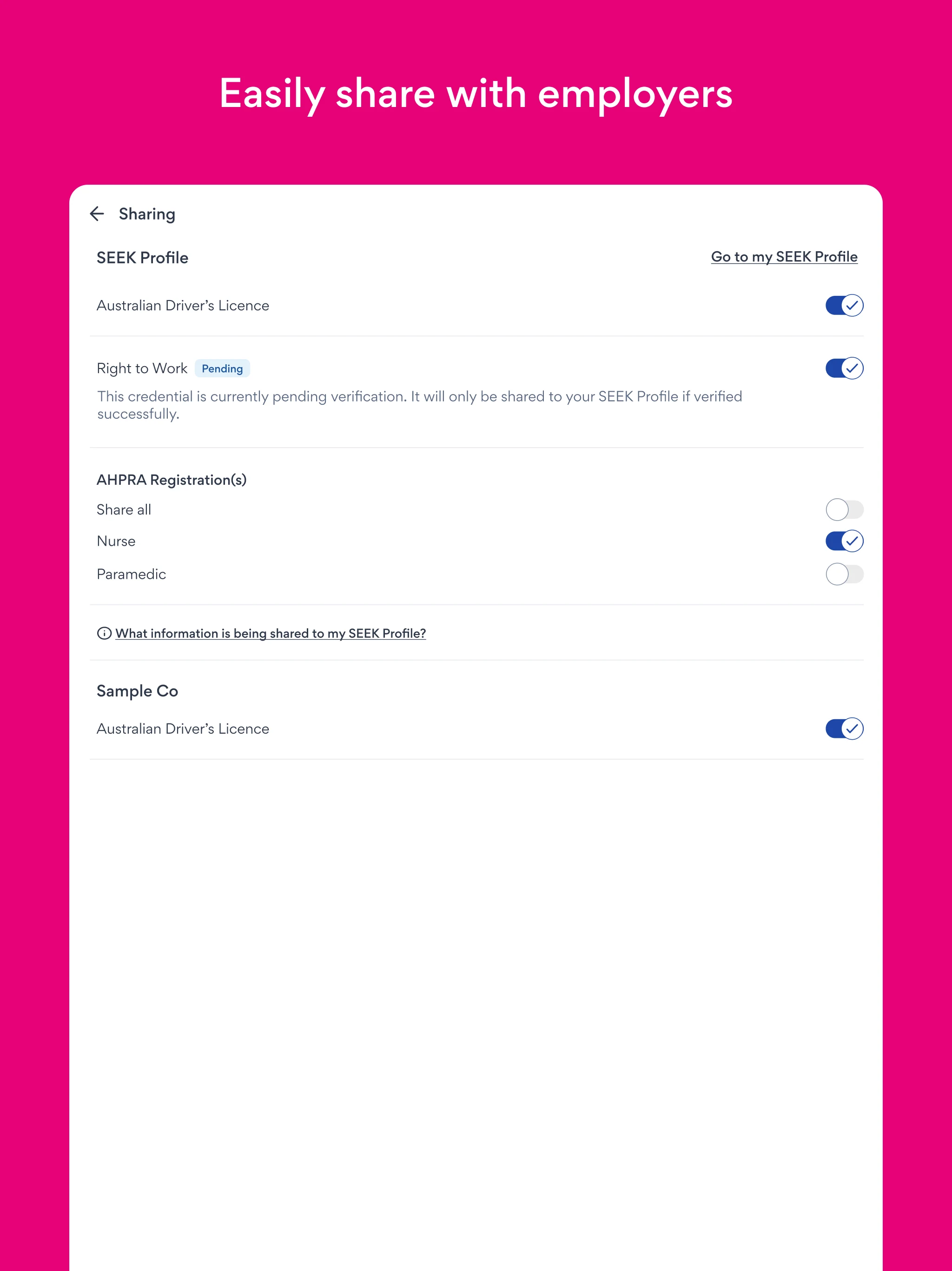 SEEK Pass screenshot